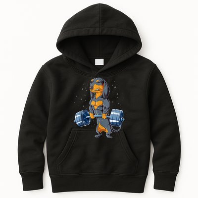Dachshund Weightlifting Funny Gift For Deadlift Men Fitness Gym Gifts Kids Hoodie