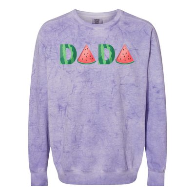 Dada Watermelon Funny Summer Fruit Gift - Great Father's Day Colorblast Crewneck Sweatshirt