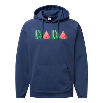 Dada Watermelon Funny Summer Fruit Gift - Great Father's Day Performance Fleece Hoodie