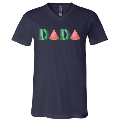 Dada Watermelon Funny Summer Fruit Gift - Great Father's Day V-Neck T-Shirt