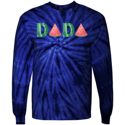 Dada Watermelon Funny Summer Fruit Gift - Great Father's Day Tie-Dye Long Sleeve Shirt