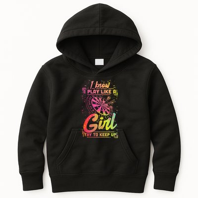 Darts Women Gift Arrows Field Team Play Like A Girl Darts Kids Hoodie