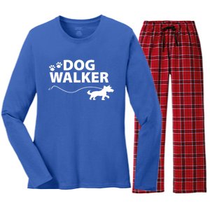 Dog Walker Gift Women's Long Sleeve Flannel Pajama Set 