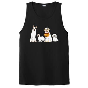 Dogs Wearing Ghost Costume Funny Dog Halloween Funny Funny PosiCharge Competitor Tank