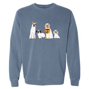 Dogs Wearing Ghost Costume Funny Dog Halloween Funny Funny Garment-Dyed Sweatshirt