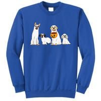 Dogs Wearing Ghost Costume Funny Dog Halloween Funny Funny Sweatshirt