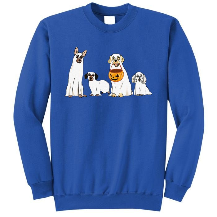 Dogs Wearing Ghost Costume Funny Dog Halloween Funny Funny Sweatshirt