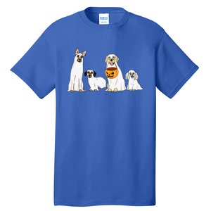 Dogs Wearing Ghost Costume Funny Dog Halloween Funny Funny Tall T-Shirt