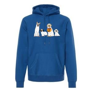 Dogs Wearing Ghost Costume Funny Dog Halloween Funny Funny Premium Hoodie