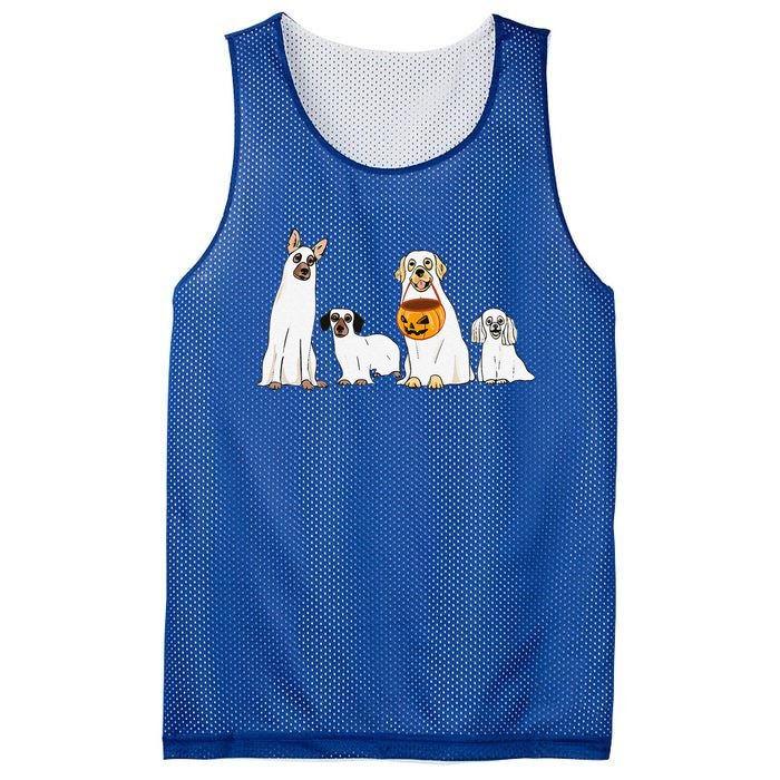 Dogs Wearing Ghost Costume Funny Dog Halloween Funny Funny Mesh Reversible Basketball Jersey Tank