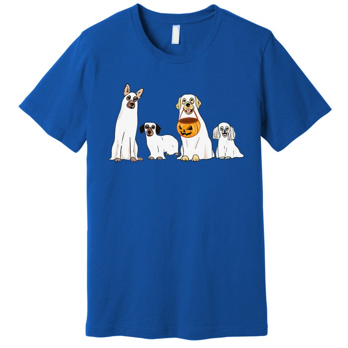 Dogs Wearing Ghost Costume Funny Dog Halloween Funny Funny Premium T-Shirt