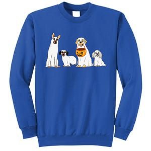 Dogs Wearing Ghost Costume Funny Dog Halloween Funny Funny Tall Sweatshirt