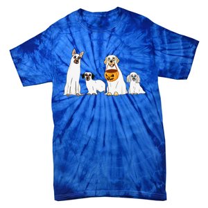 Dogs Wearing Ghost Costume Funny Dog Halloween Funny Funny Tie-Dye T-Shirt