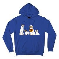 Dogs Wearing Ghost Costume Funny Dog Halloween Funny Funny Tall Hoodie