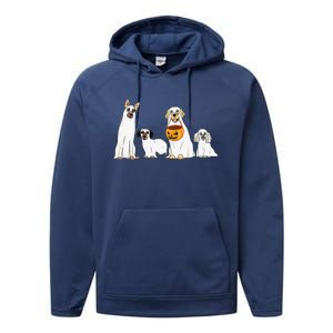 Dogs Wearing Ghost Costume Funny Dog Halloween Funny Funny Performance Fleece Hoodie