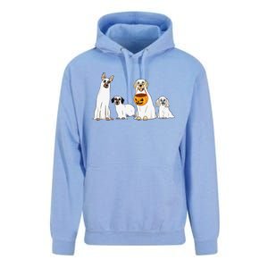 Dogs Wearing Ghost Costume Funny Dog Halloween Funny Funny Unisex Surf Hoodie