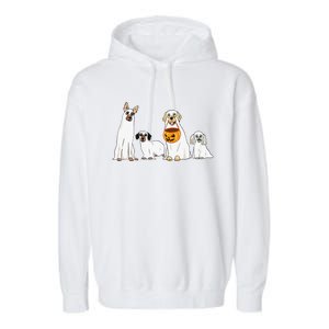 Dogs Wearing Ghost Costume Funny Dog Halloween Funny Funny Garment-Dyed Fleece Hoodie