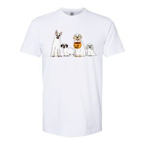 Dogs Wearing Ghost Costume Funny Dog Halloween Funny Funny Softstyle CVC T-Shirt