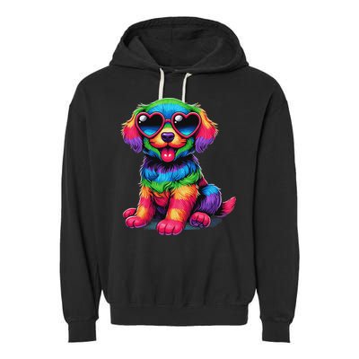 Dog Wearing Glasses Heart Puppy Love Dog Garment-Dyed Fleece Hoodie