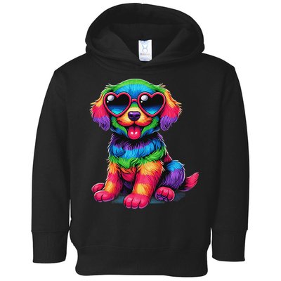 Dog Wearing Glasses Heart Puppy Love Dog Toddler Hoodie