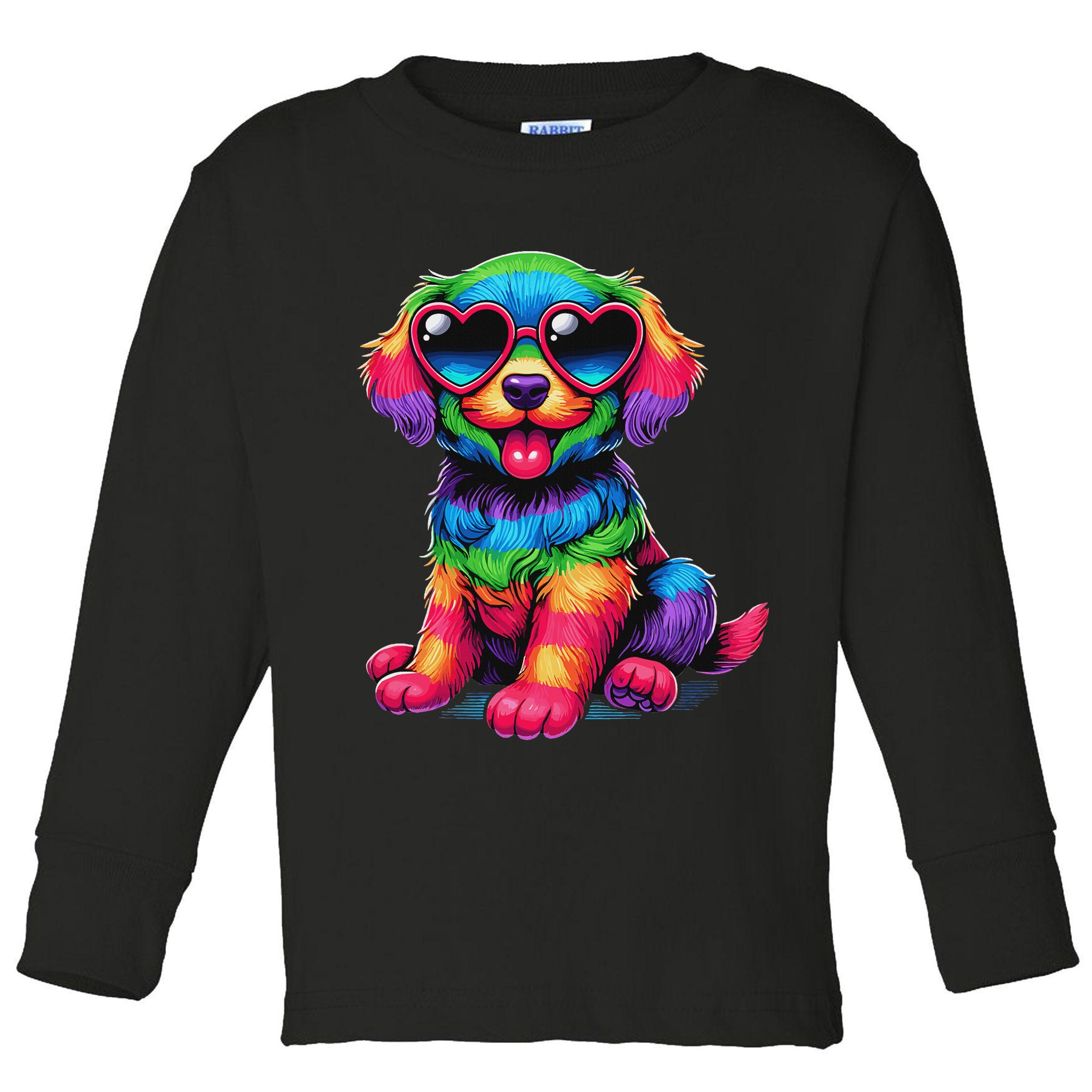 Dog Wearing Glasses Heart Puppy Love Dog Toddler Long Sleeve Shirt