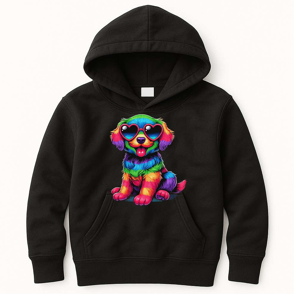 Dog Wearing Glasses Heart Puppy Love Dog Kids Hoodie