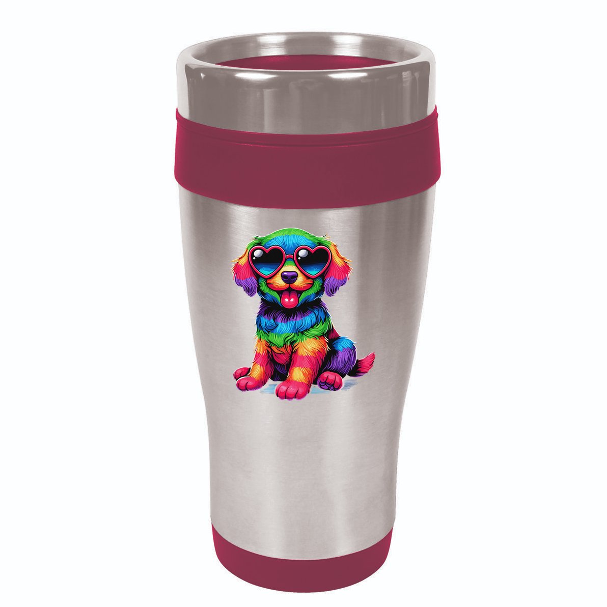Dog Wearing Glasses Heart Puppy Love Dog 16oz Travel Tumbler