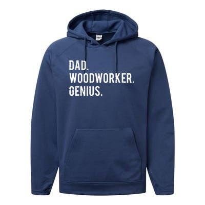 Dad Woodworker Genius Woodworking Father Performance Fleece Hoodie