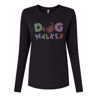 Dog Walker Gift Womens Cotton Relaxed Long Sleeve T-Shirt