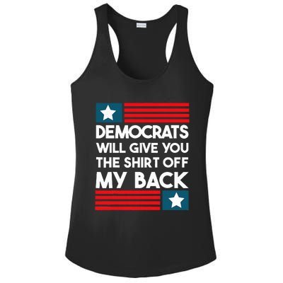 Democrats Will Give You The Off My Back Funny Design Ladies PosiCharge Competitor Racerback Tank