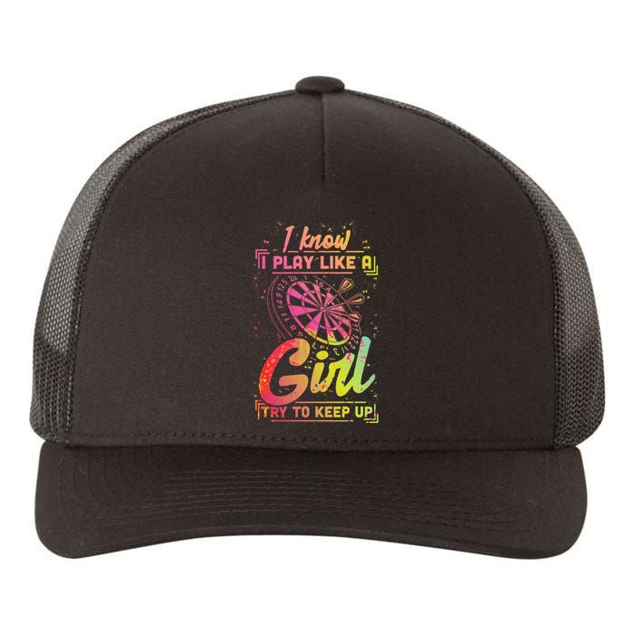 Darts Women Gift Arrows Field Team Play Like A Girl Darts Yupoong Adult 5-Panel Trucker Hat