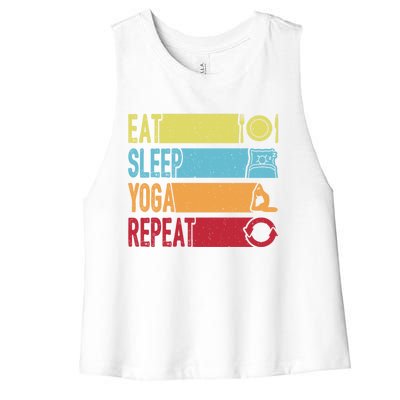 Daily Workout Gift Vintage Eat Sleep Yoga Repeat Gym Gift Women's Racerback Cropped Tank