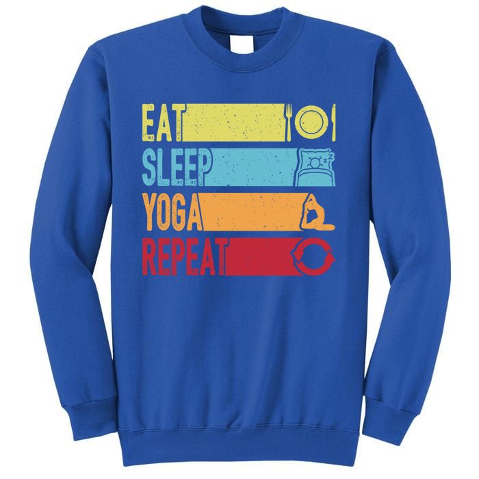 Daily Workout Gift Vintage Eat Sleep Yoga Repeat Gym Gift Sweatshirt