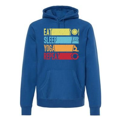 Daily Workout Gift Vintage Eat Sleep Yoga Repeat Gym Gift Premium Hoodie