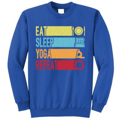 Daily Workout Gift Vintage Eat Sleep Yoga Repeat Gym Gift Tall Sweatshirt