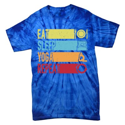 Daily Workout Gift Vintage Eat Sleep Yoga Repeat Gym Gift Tie-Dye T-Shirt