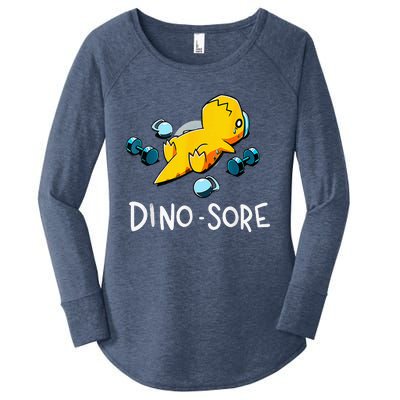 Dinosaur Workout Gym Fitness Lifting Women's Perfect Tri Tunic Long Sleeve Shirt