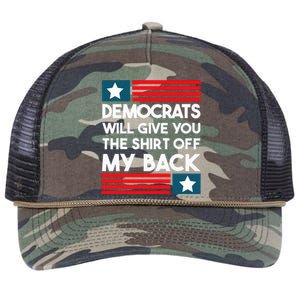 Democrats Will Give You The Off My Back Funny Design Retro Rope Trucker Hat Cap