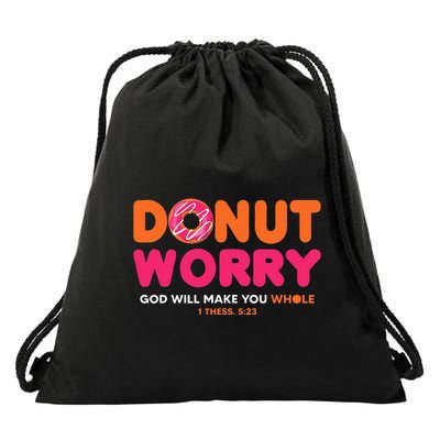 Donut Worry God Will Make You Whole Drawstring Bag
