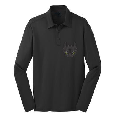 Dream Works How To Train Your Dragon Toothless Cat Silk Touch Performance Long Sleeve Polo