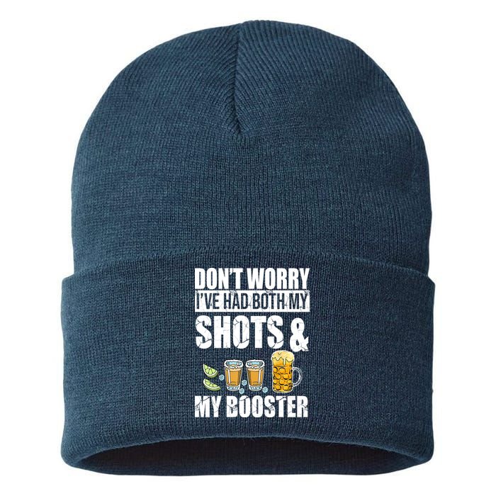 Don't Worry Had Both My Shots And Booster Funny Sustainable Knit Beanie