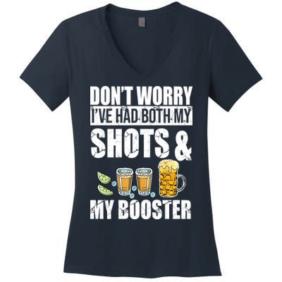 Don't Worry Had Both My Shots And Booster Funny Women's V-Neck T-Shirt