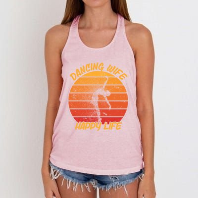 Dancing Wife Happy Life Ballerina Ballet Dance Move Dancer Cool Gift Women's Knotted Racerback Tank