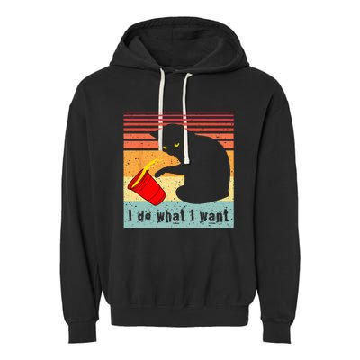 Do What I Want Vintage Black Cat Red Cup Funny My Cat Garment-Dyed Fleece Hoodie