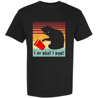 Do What I Want Vintage Black Cat Red Cup Funny My Cat Garment-Dyed Heavyweight T-Shirt