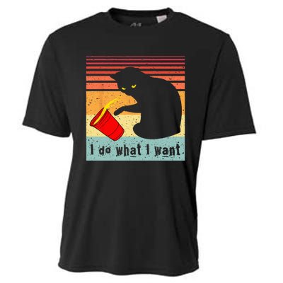 Do What I Want Vintage Black Cat Red Cup Funny My Cat Cooling Performance Crew T-Shirt