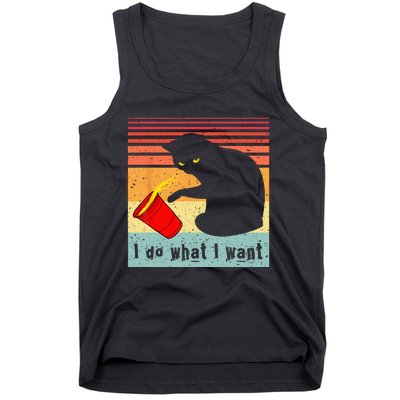 Do What I Want Vintage Black Cat Red Cup Funny My Cat Tank Top