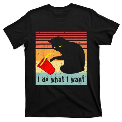 Do What I Want Vintage Black Cat Red Cup Funny My Cat T-Shirt