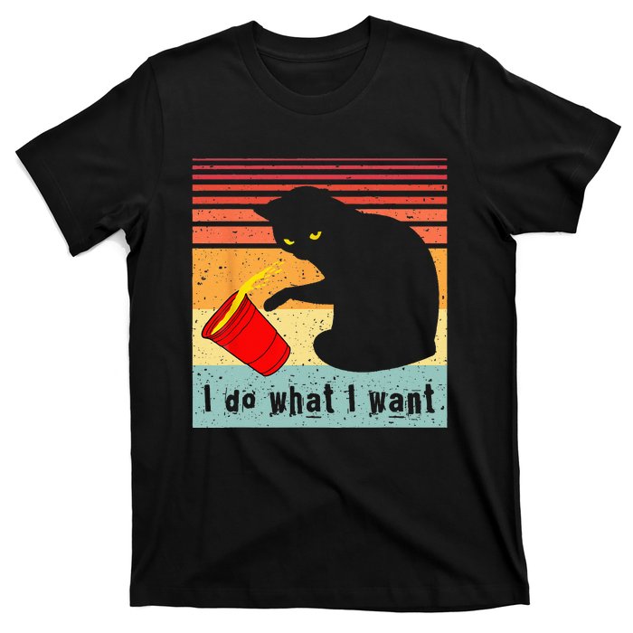 Do What I Want Vintage Black Cat Red Cup Funny My Cat T-Shirt