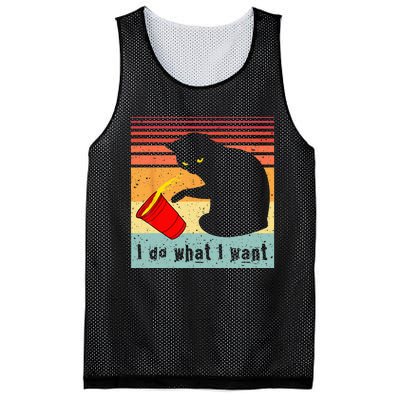 Do What I Want Vintage Black Cat Red Cup Funny My Cat Mesh Reversible Basketball Jersey Tank